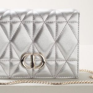 Mini Cross Body Bag - Silver with a chain strap